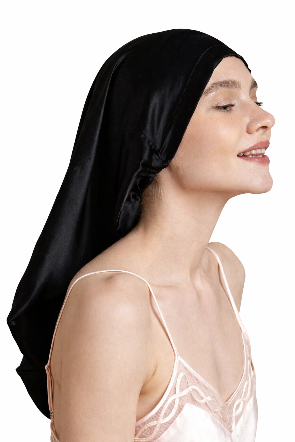 Bonnet de nuit en soie pour cheveux longs