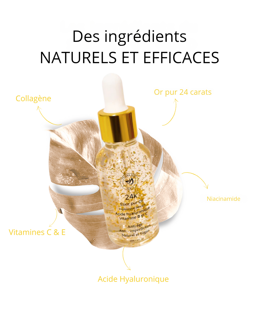 Sérum Pur Gold- Anti-Taches, Anti-Rides & Eclat immédiat