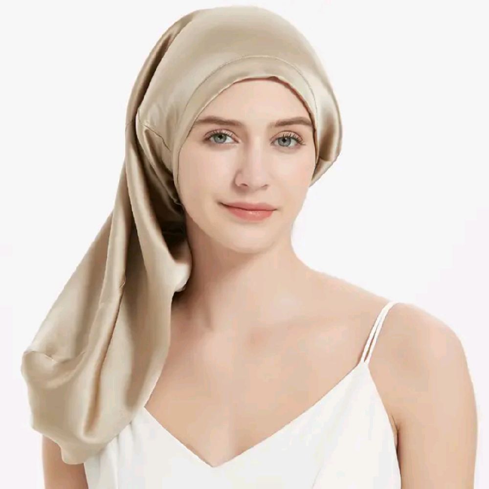 Bonnet de nuit en soie pour cheveux longs